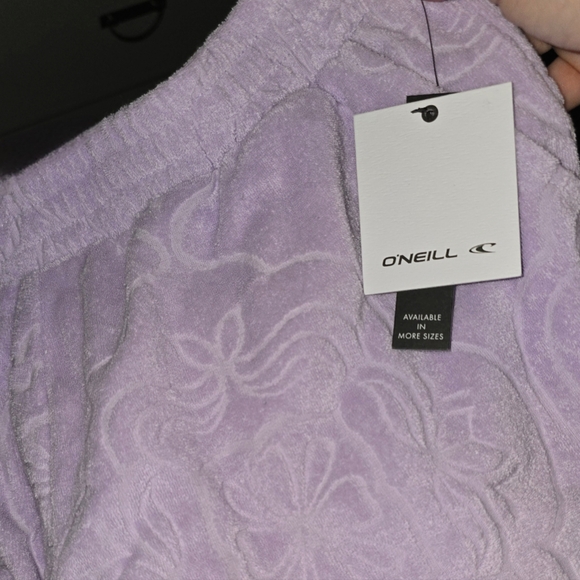 O'Neill Terry Cloth Button Up Shirt & Short Set Lilac Purple Flower Print - Picture 3 of 7